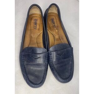 Born Penny Loafers Womens 7M Navy Blue Leather Good Driving Moccasins Flats